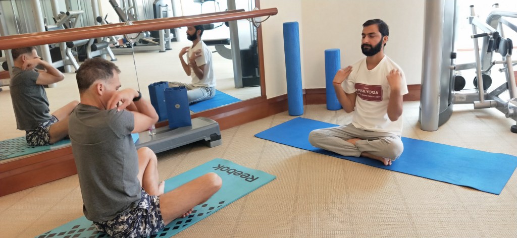 yoga online class asana pranayam meditation varanasi banaras kashi ganga ghat sunrise view hathayoga yogateacher ayushyoga session group private mat pose 