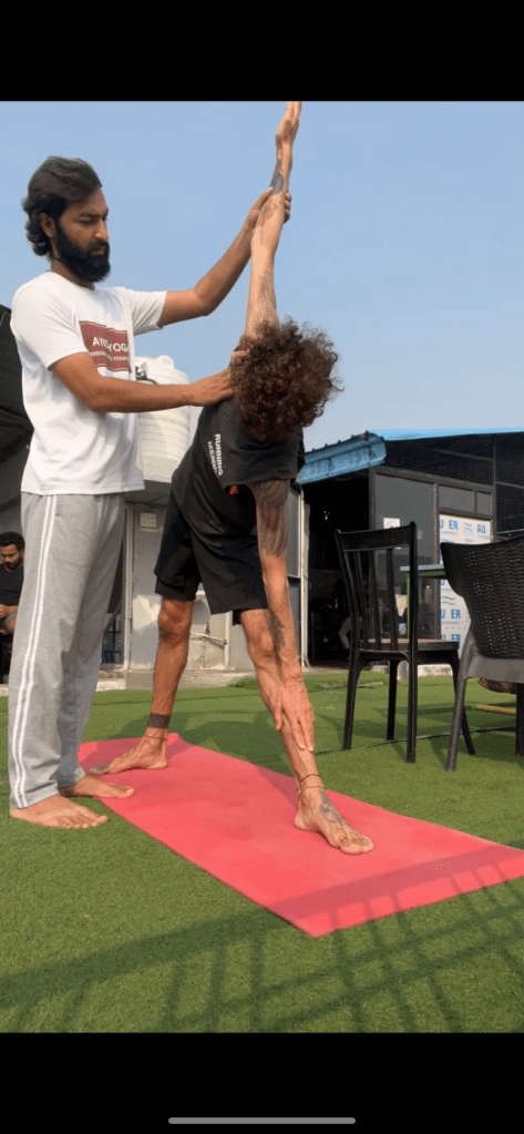 yoga online class asana pranayam meditation varanasi banaras kashi ganga ghat sunrise view hathayoga yogateacher ayushyoga session group private mat pose