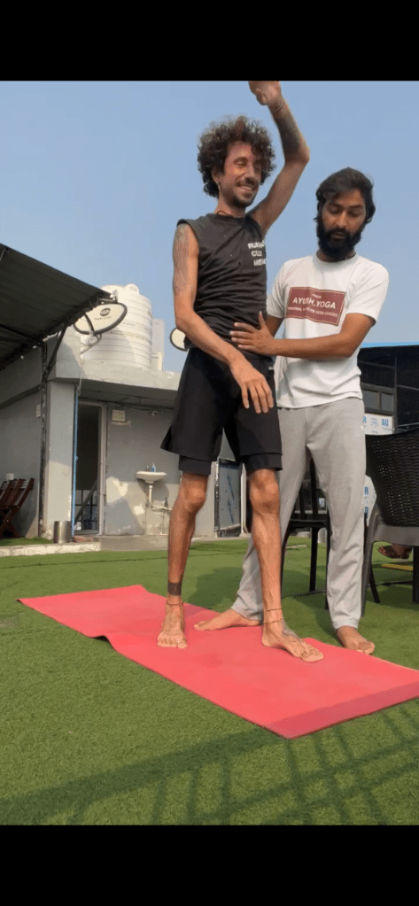 yoga online class asana pranayam meditation varanasi banaras kashi ganga ghat sunrise view hathayoga yogateacher ayushyoga session group private mat pose