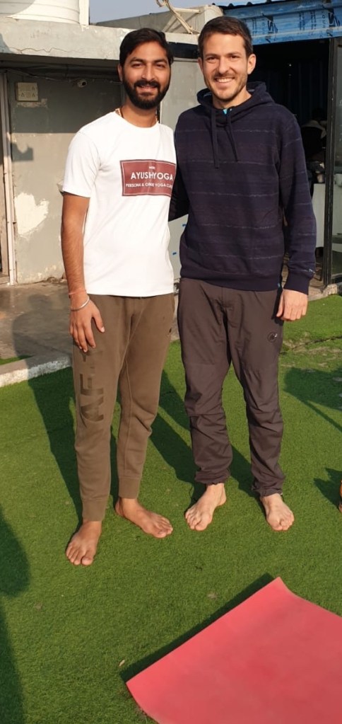 yoga online class asana pranayam meditation varanasi banaras kashi ganga ghat sunrise view hathayoga yogateacher ayushyoga session group private mat pose 