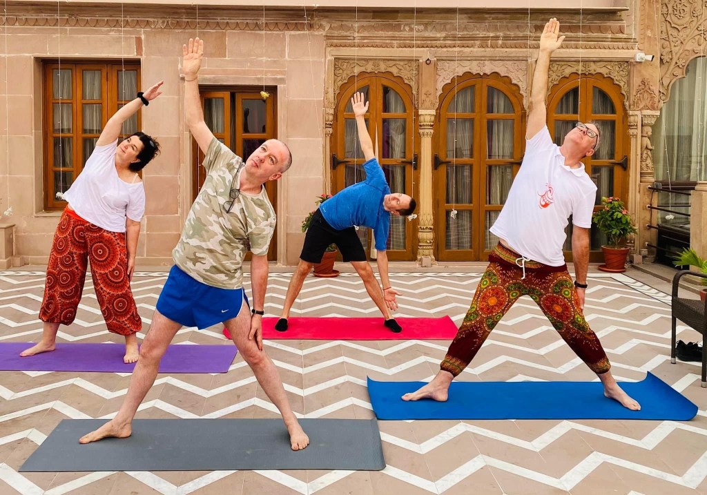 yoga online class asana pranayam meditation varanasi banaras kashi ganga ghat sunrise view hathayoga yogateacher ayushyoga session group private mat pose 