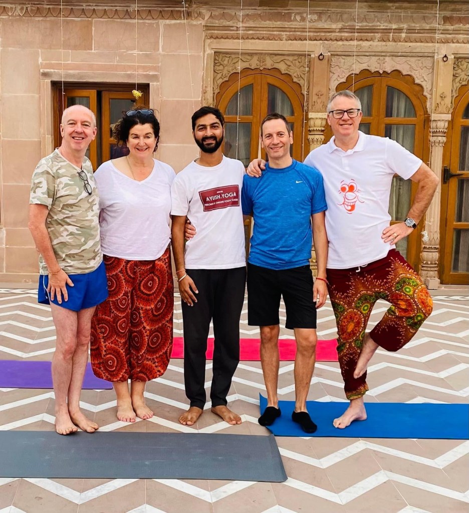 yoga online class asana pranayam meditation varanasi banaras kashi ganga ghat sunrise view hathayoga yogateacher ayushyoga session group private mat pose 