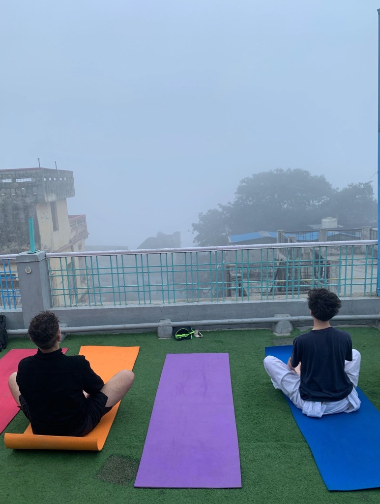 Yoga teacher Ayush students performing Baddhakonasana. 