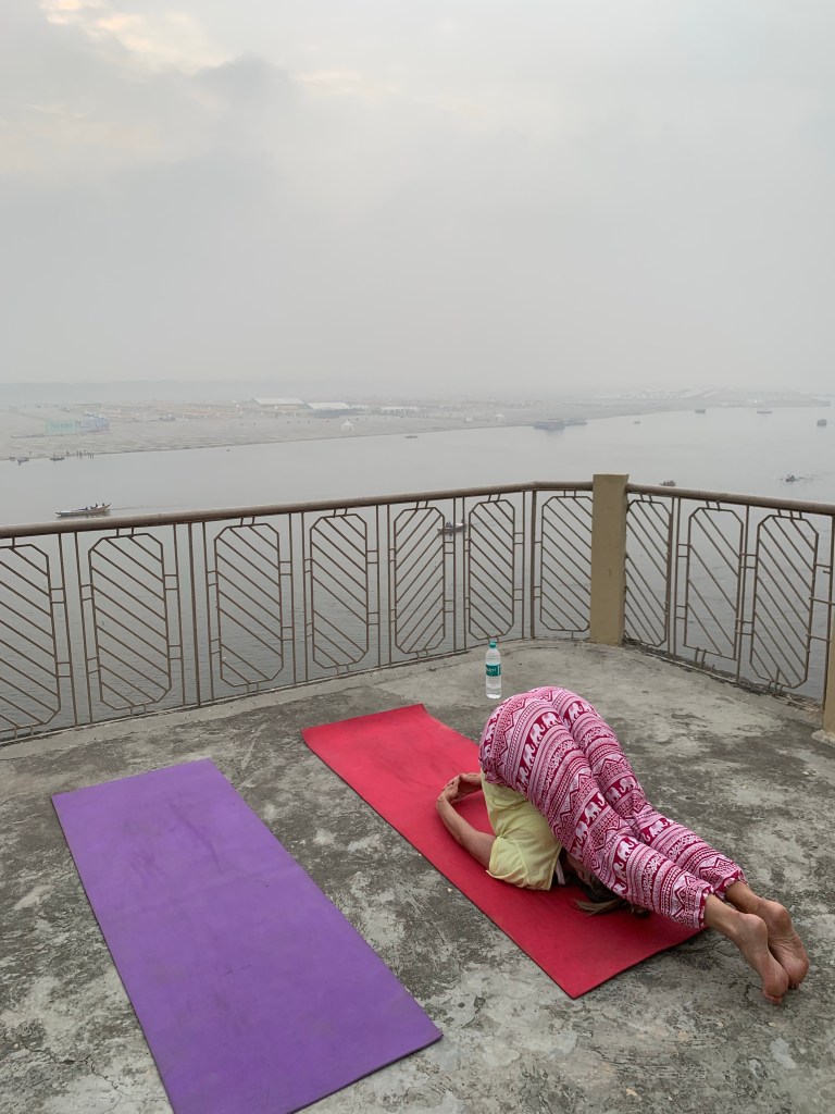 Yoga teacher Ayush student performing Halasana. 