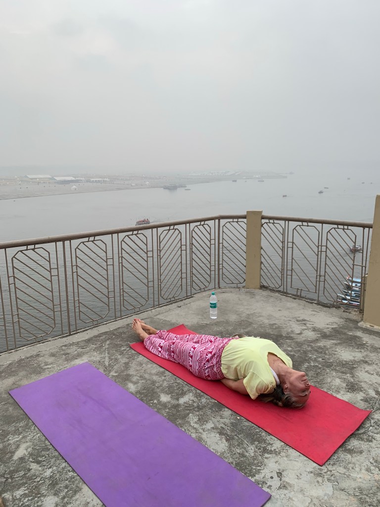 Yoga teacher Ayush student performing Matsyasana. 
