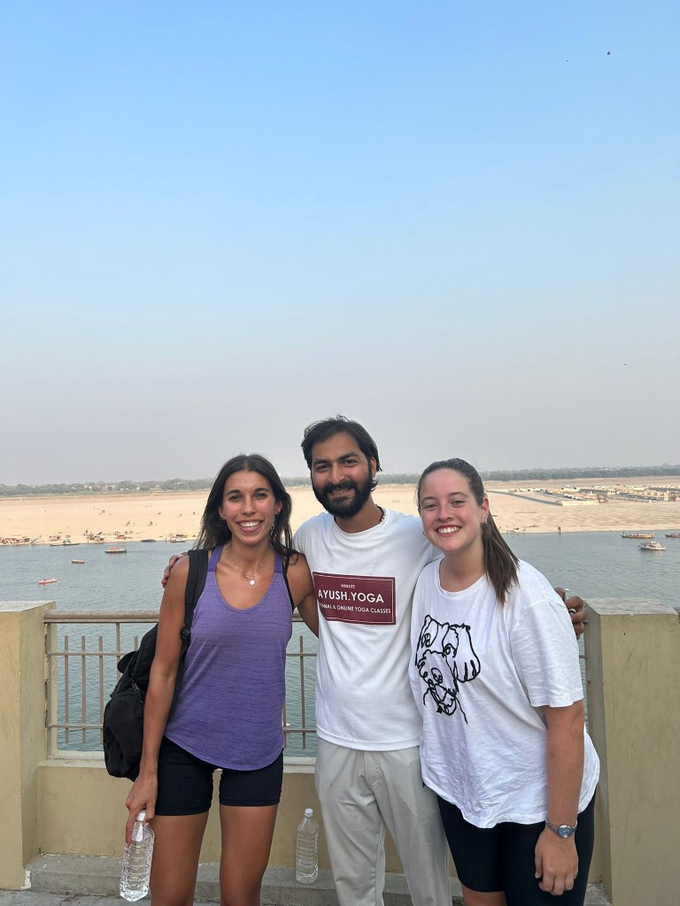 Yoga teacher Ayush with his students. 