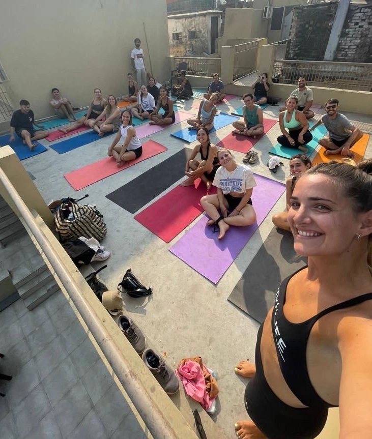 Yoga teacher Ayush with his all students. 