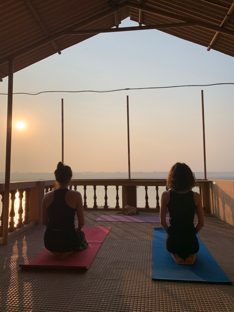 Yoga teacher Ayush students performing Vajrasana. 