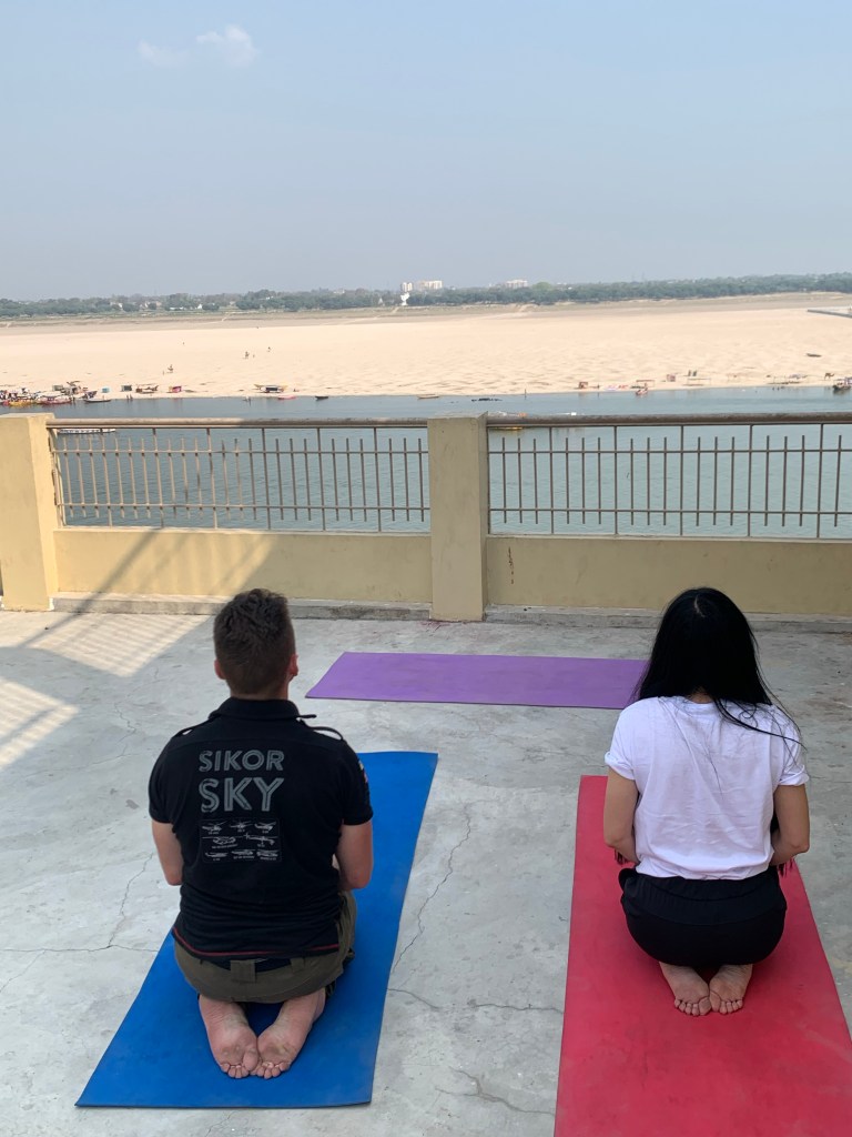 Yoga teacher Ayush students performing Diamond Pose. 
