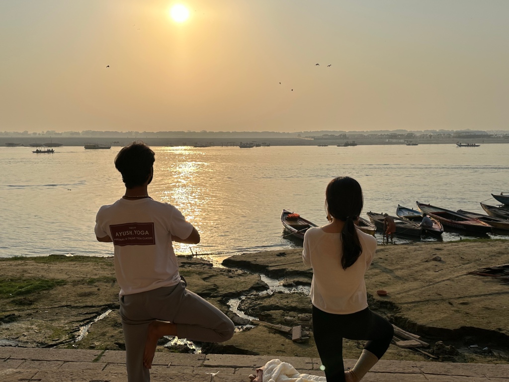Sunrise Yoga in Varanasi with teacher Ayush.