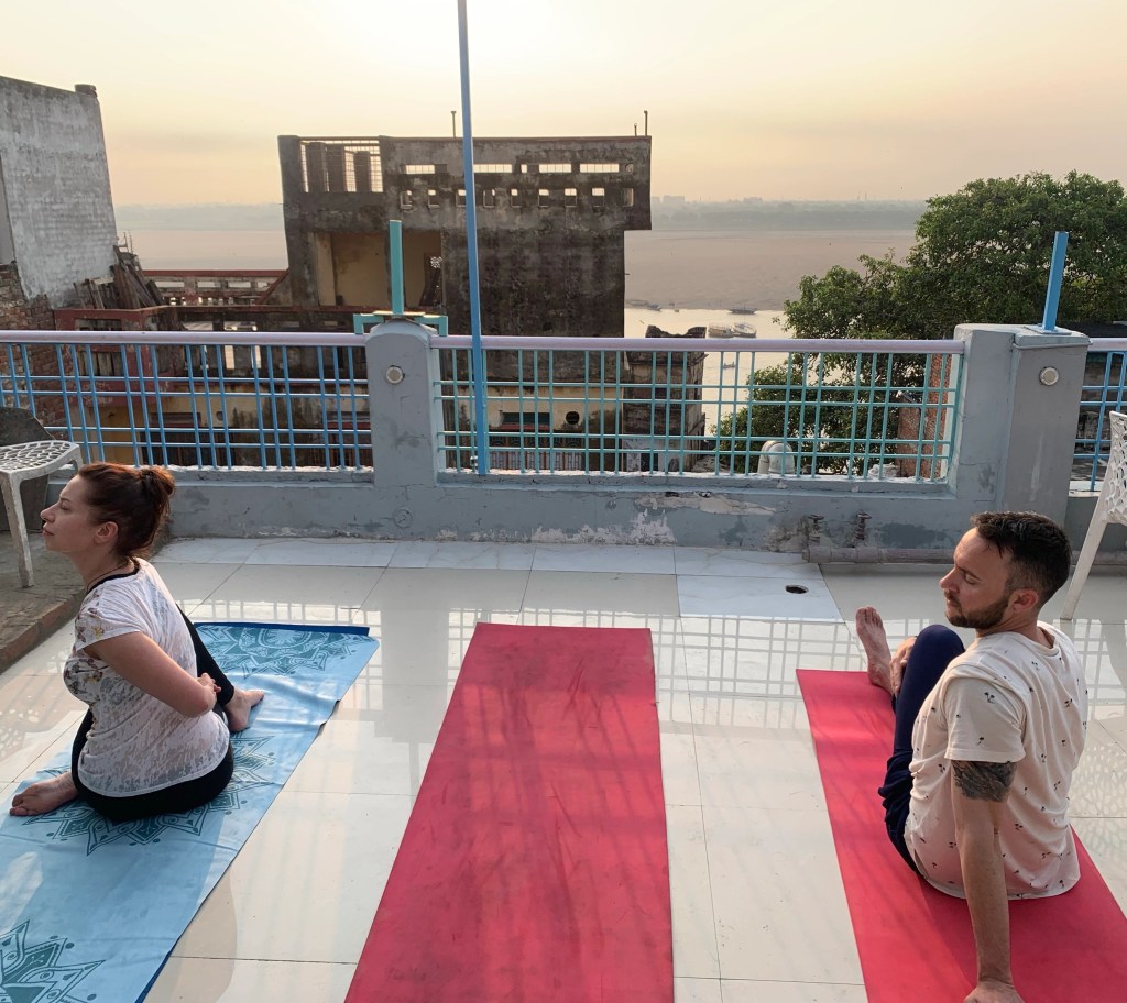 yoga onlineyoga yogaclass asana pranayam meditation varanasi banaras kashi ganga ghat sunriseyoga view hathayoga yogateacher ayushyoga backbend yogasession groupyoga privateyoga yogamat yogapractice yogapose yogainvaranasi yogawithayush yogaontheghat 