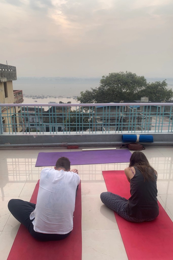 Yoga teacher Ayush students performing Janusirsasna. 