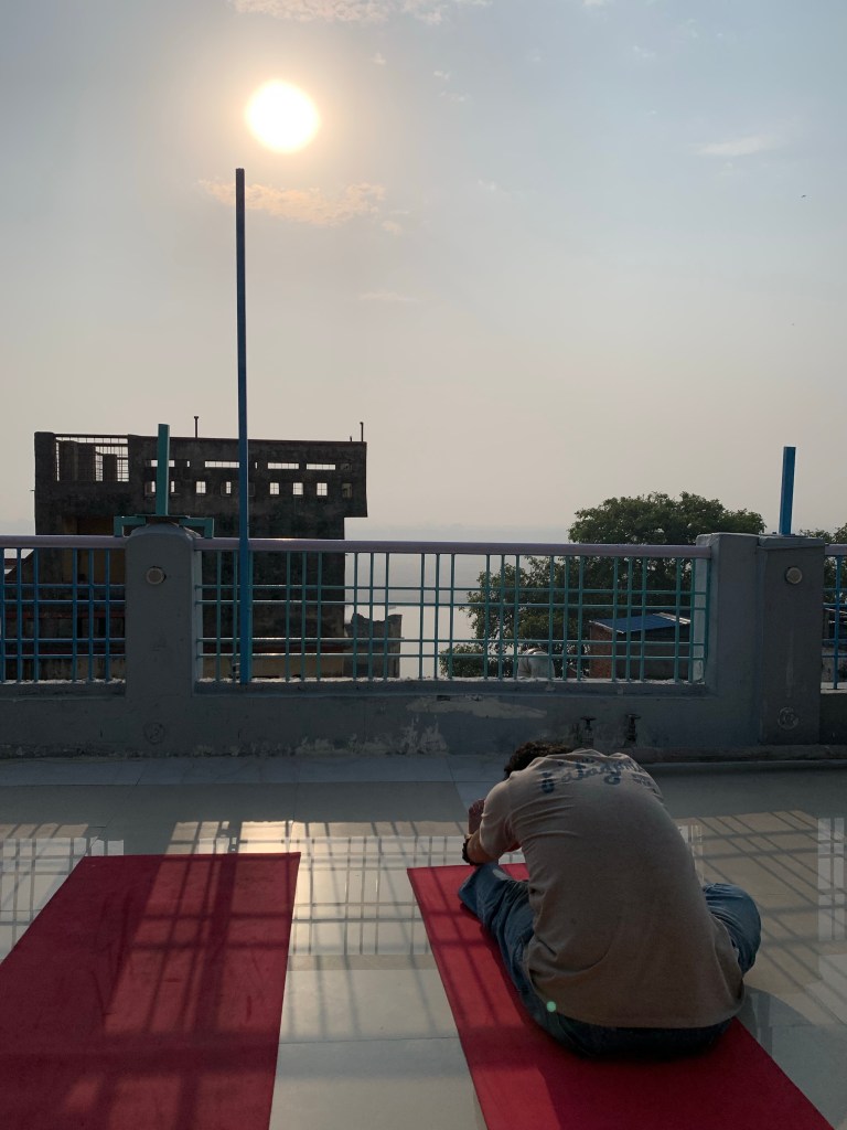 Yoga teacher Ayush student performing Janusirsasana.