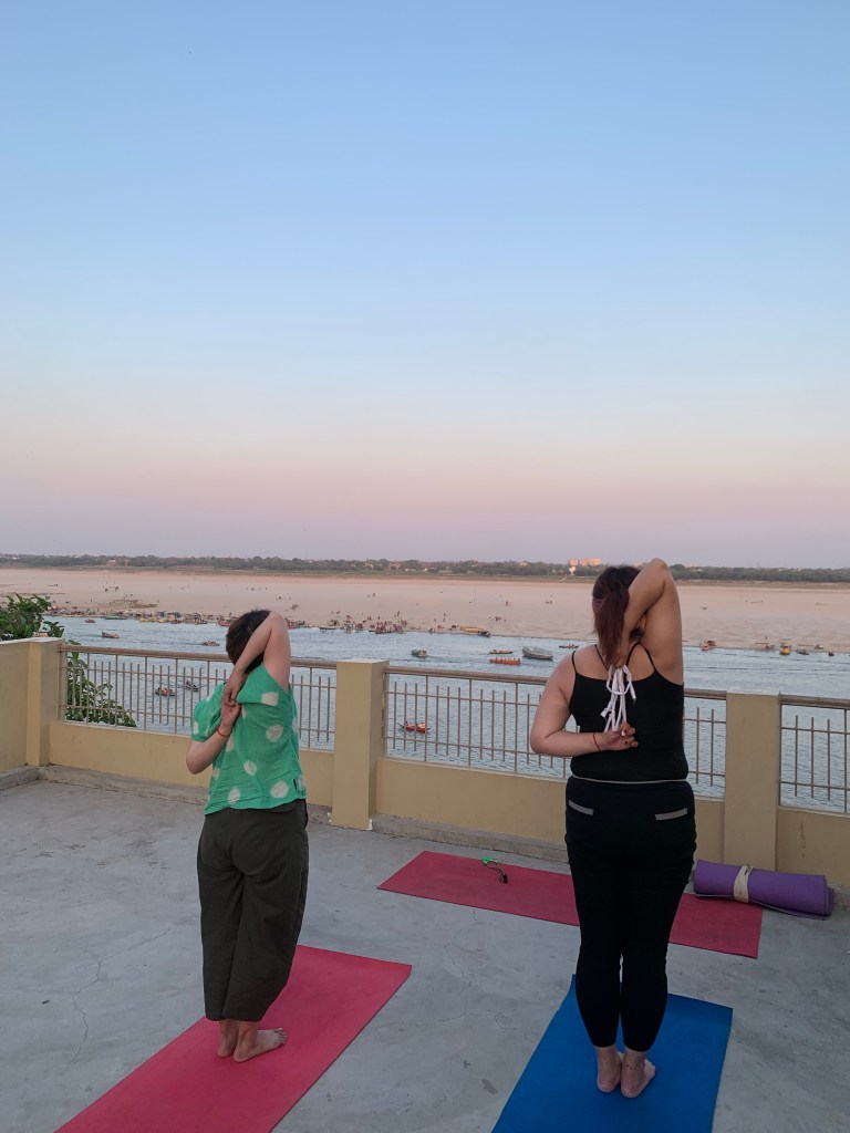 yoga onlineyoga yogaclass asana pranayam meditation varanasi banaras kashi ganga ghat sunriseyoga view hathayoga yogateacher ayushyoga backbend yogasession groupyoga privateyoga yogamat yogapractice yogapose yogainvaranasi yogawithayush yogaontheghat 