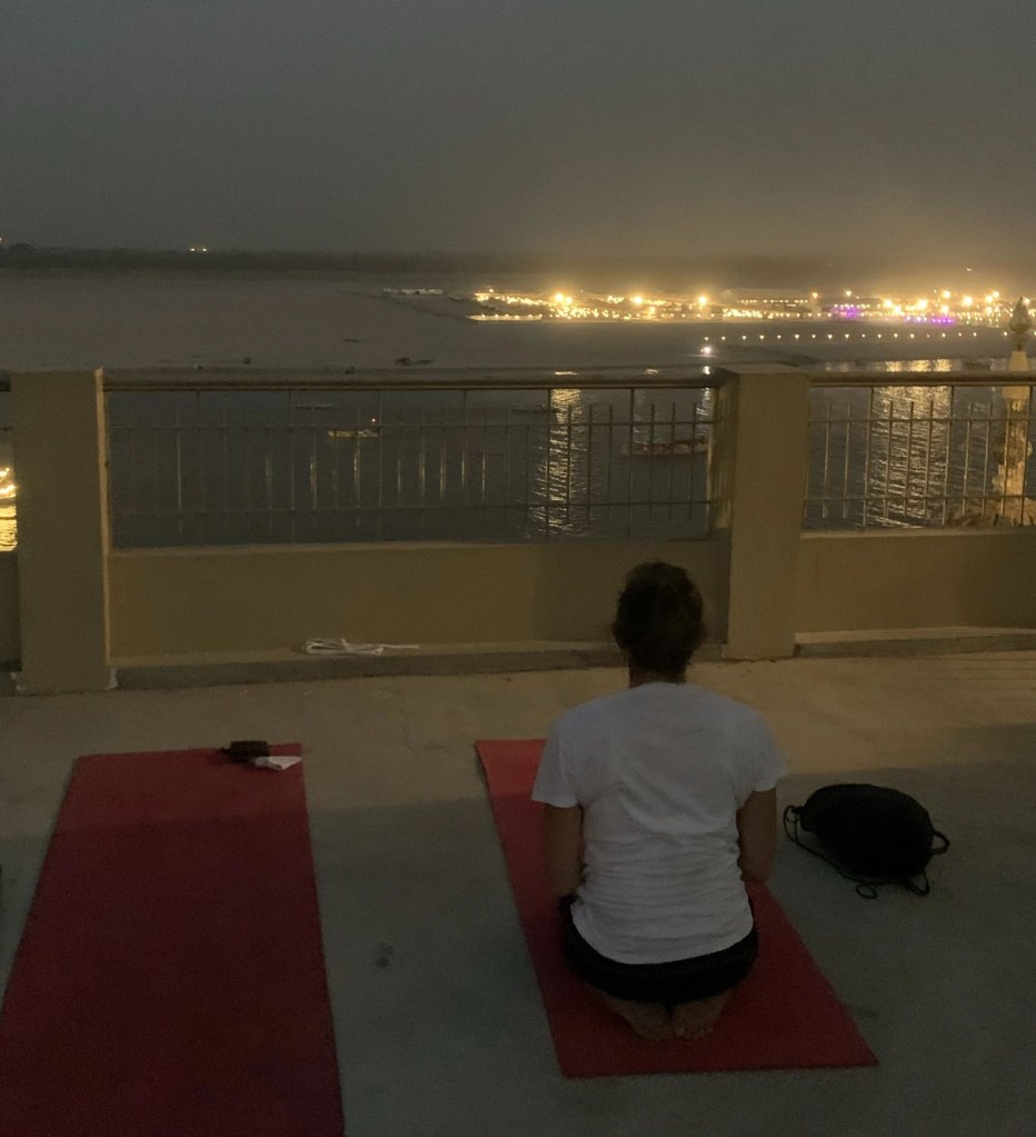 Yoga teacher Ayush student performing Vrikshasana in Varanasi. 